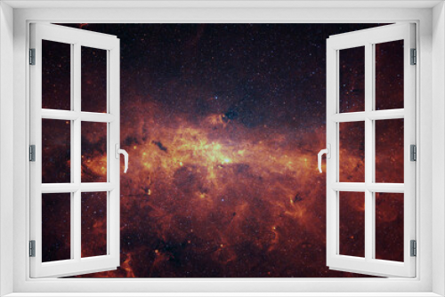 Fototapeta Naklejka Na Ścianę Okno 3D - Amazing red deep space with stars, galaxies, nebula and explosion. Cosmos wallpaper