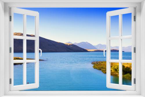 Fototapeta Naklejka Na Ścianę Okno 3D - Panoramic View Lake Tekapo South Island, New Zealand in Sunny Day