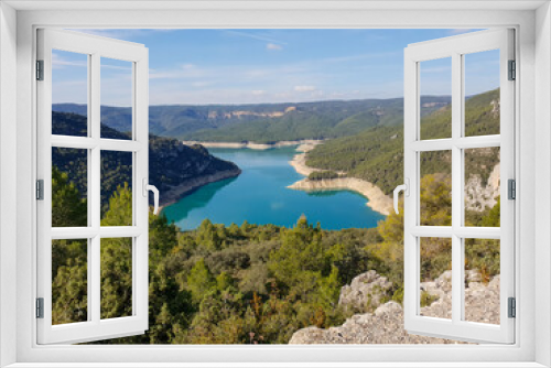 Fototapeta Naklejka Na Ścianę Okno 3D - View of Noguera river from Pertusa Hermitage in Montsec Range. Picture of spanish Pyrenees