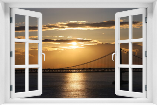 Fototapeta Naklejka Na Ścianę Okno 3D - Busan Gwangan Bridge at sunset, 부산 광안대교 일몰