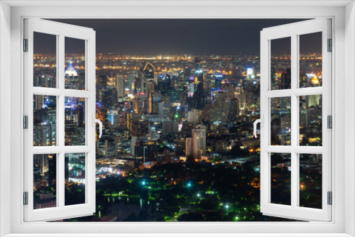 Fototapeta Naklejka Na Ścianę Okno 3D - Night bangkok cityscape from center of Thailand