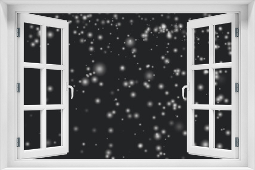 Fototapeta Naklejka Na Ścianę Okno 3D - Falling flakes snow on a black background. Abstract white snowfall particle illustration on black background. 