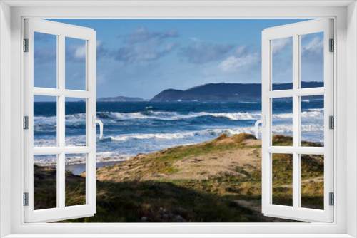 Fototapeta Naklejka Na Ścianę Okno 3D - Rostro beach in Finisterre, Galicia, Spain. This wild beach and one of the surfer's paradises in the region of Costa da Morte