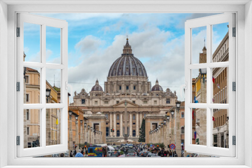 Fototapeta Naklejka Na Ścianę Okno 3D - ciudad del Vaticano con la iglesia de San Pedro en Roma	