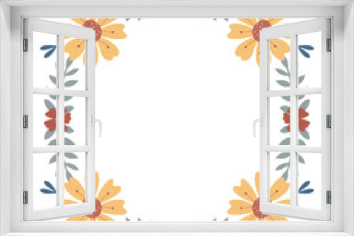 Fototapeta Naklejka Na Ścianę Okno 3D - Floral round frames. Great design for any purposes. Yellow florals and leaf. 