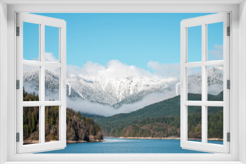 Fototapeta Naklejka Na Ścianę Okno 3D - lake and snow mountains