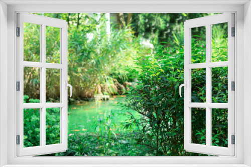 Fototapeta Naklejka Na Ścianę Okno 3D - Lake in beautiful green park on summer day