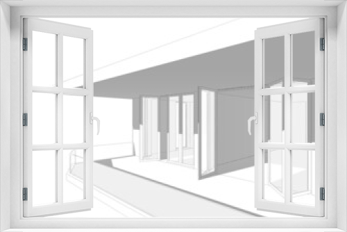 Fototapeta Naklejka Na Ścianę Okno 3D - 3d render of modern building