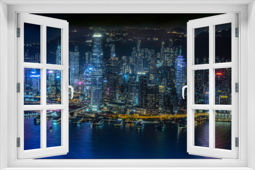 Fototapeta Naklejka Na Ścianę Okno 3D - Hong Kong city skyline at night