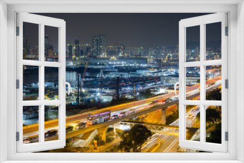 Fototapeta Naklejka Na Ścianę Okno 3D - Hong Kong city night