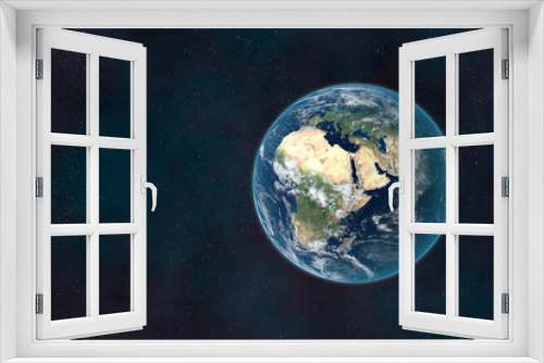 Fototapeta Naklejka Na Ścianę Okno 3D - Dark futuristic image of planet earth in outer space.Copy space.Elements of this image are furnished by NASA.3D rendering.