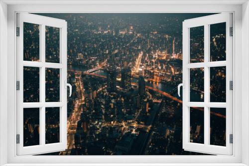 Fototapeta Naklejka Na Ścianę Okno 3D - City skyline at night, Tokyo Skytree, Japan 