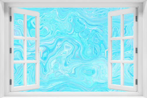Fototapeta Naklejka Na Ścianę Okno 3D - Aegean teal mottled swirl marble nautical texture background. Summer coastal living style home decor. Liquid fluid blue water flow effect dyed textile seamless pattern.