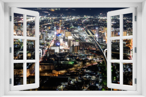 Fototapeta Naklejka Na Ścianę Okno 3D - 福島駅・夜景