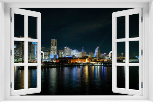Fototapeta Naklejka Na Ścianę Okno 3D - 神奈川県横浜市大さん橋から見たみなとみらいの夜景