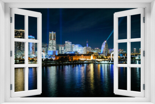 Fototapeta Naklejka Na Ścianę Okno 3D - 神奈川県横浜市大さん橋から見たみなとみらいの夜景