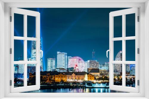 Fototapeta Naklejka Na Ścianę Okno 3D - 神奈川県横浜市みなとみらいのビルが全館点灯した夜景