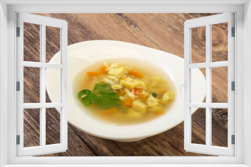 Fototapeta Naklejka Na Ścianę Okno 3D - Tasty chicken soup with carrot