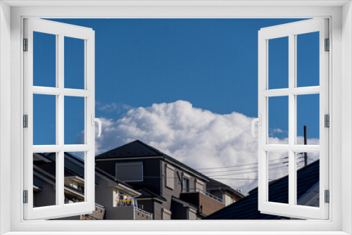 Fototapeta Naklejka Na Ścianę Okno 3D - Japanese residential area with blue sky and clouds