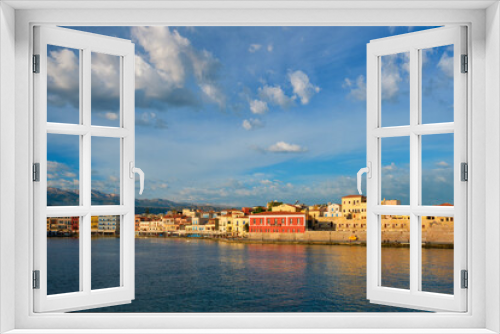 Fototapeta Naklejka Na Ścianę Okno 3D - Picturesque old port of Chania, Crete island. Greece