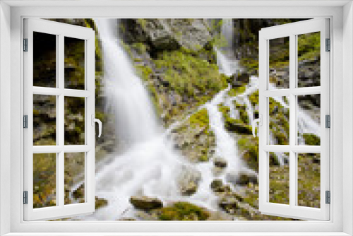 Fototapeta Naklejka Na Ścianę Okno 3D - Waterfall in forest with rocks