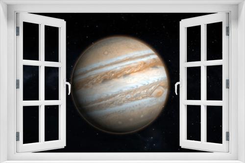 Fototapeta Naklejka Na Ścianę Okno 3D - Ultra-realistic 3D Jupiter and stars. Jupiter from space. 3D render.