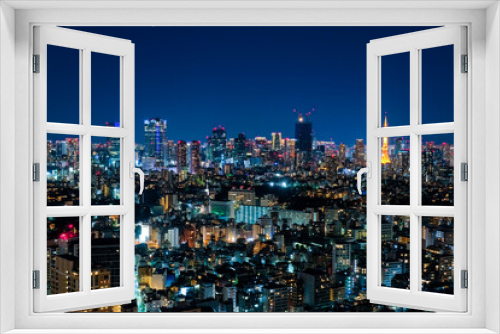 Fototapeta Naklejka Na Ścianę Okno 3D - 東京都 恵比寿ガーデンプレイスタワーからの夜景 六本木方面