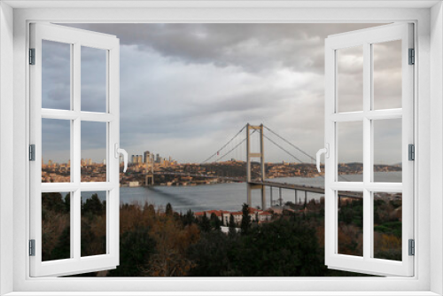 Fototapeta Naklejka Na Ścianę Okno 3D - A very beautiful Istanbul bosphorus and bridge view in sunrise. Morning light.
