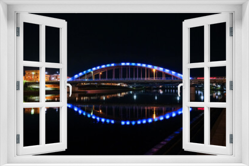 Fototapeta Naklejka Na Ścianę Okno 3D - 静岡県沼津市 夜の狩野川、ライトアップされた御成橋