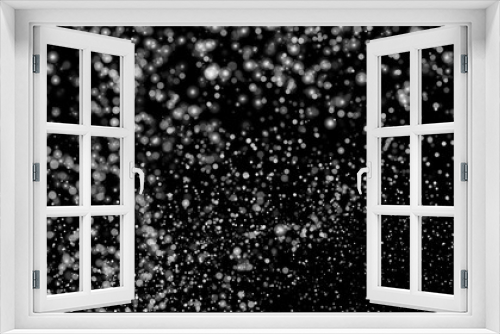 Fototapeta Naklejka Na Ścianę Okno 3D - White Snow Falling on Isolated Black Background