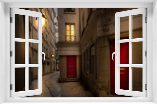 Fototapeta Naklejka Na Ścianę Okno 3D - Paris, France - March 9, 2021: Passage Trinite, nice small cosy street in Paris, France