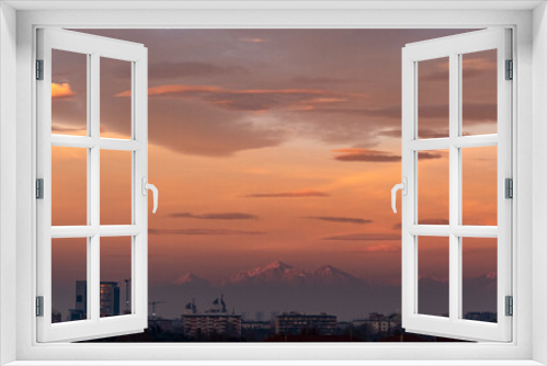 Fototapeta Naklejka Na Ścianę Okno 3D - Tramonto a Milano