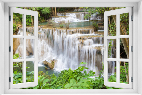 Fototapeta Naklejka Na Ścianę Okno 3D - Level four of Waterfall Huai Mae Kamin in Kanchanaburi, Thailand