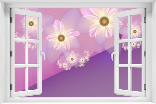 Fototapeta Naklejka Na Ścianę Okno 3D - Purple fractal illustration  background with flower. Creative element for design. Fractal flower rendered by math algorithm. Digital artwork for creative graphic design.