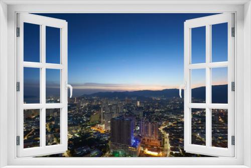 Fototapeta Naklejka Na Ścianę Okno 3D - Aerial view of night cityscape