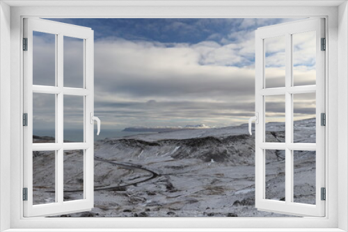 Fototapeta Naklejka Na Ścianę Okno 3D - Hlidarvegur in winter time  east coast  iceland
