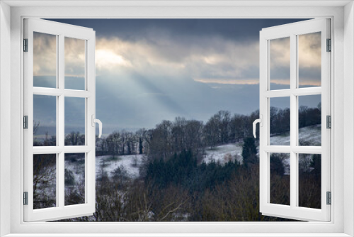 Fototapeta Naklejka Na Ścianę Okno 3D - Blick vom Aasrücken ins Filstal
