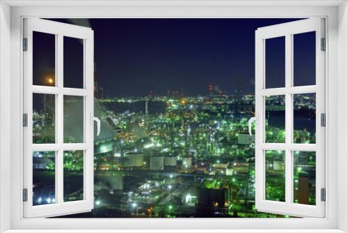 Fototapeta Naklejka Na Ścianę Okno 3D - Yokkaichi Industrial Complex at night in Mie Prefecture,
Japan