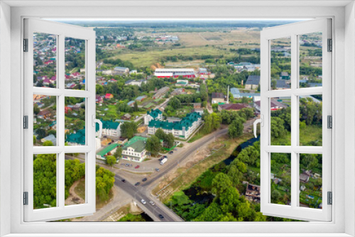 Fototapeta Naklejka Na Ścianę Okno 3D - Top view of a scenic view from a drone on the city of Aleksandrov, one of the oldest cities in the Moscow region,