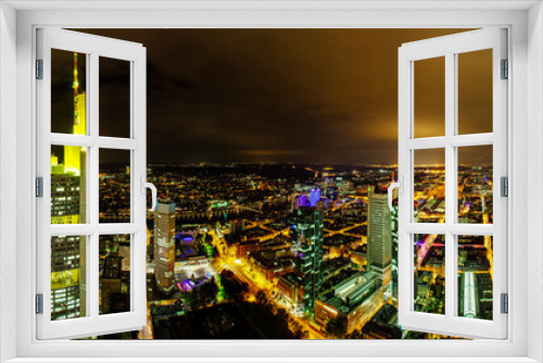 Fototapeta Naklejka Na Ścianę Okno 3D - Frankfurt am Main bei Nacht - 330 Grad Panorama