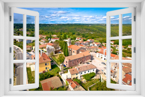 Town of Barban on picturesque Istrian hill aerial view