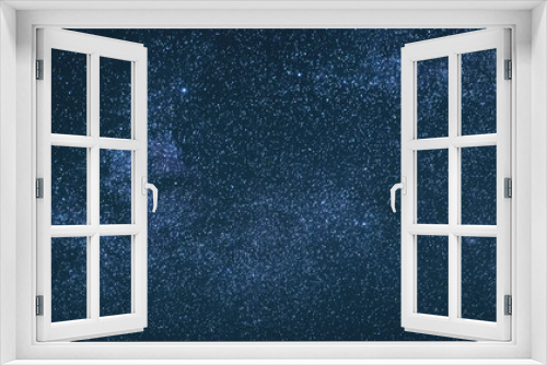 Fototapeta Naklejka Na Ścianę Okno 3D - Blue Night Starry Sky With Glowing Stars. Bright Glow Of Sky Stars And Milky Way Galaxy. 4K. Natural Background Backdrop