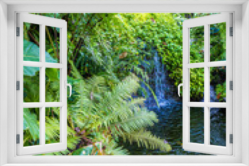Fototapeta Naklejka Na Ścianę Okno 3D - waterfall forest garden