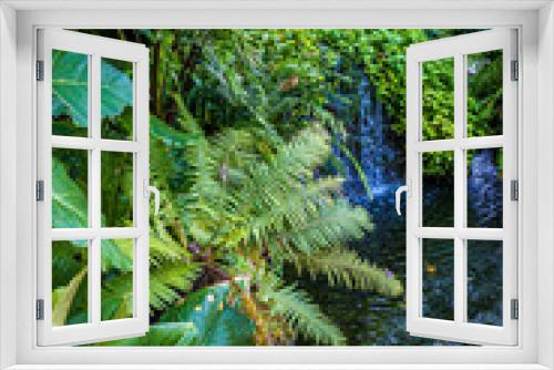 Fototapeta Naklejka Na Ścianę Okno 3D - waterfall forest garden