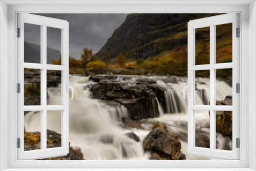Fototapeta Naklejka Na Ścianę Okno 3D - The power of a Scottish waterfall in a rain storm