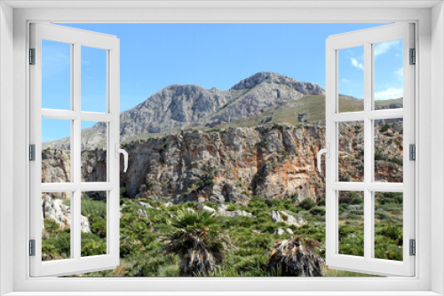 Fototapeta Naklejka Na Ścianę Okno 3D - View of a rock massif in the San Vito lo Capo area of Sicily.