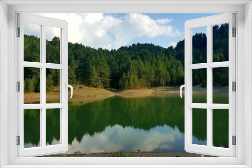 Fototapeta Naklejka Na Ścianę Okno 3D - lake and mountains