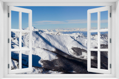 Fototapeta Naklejka Na Ścianę Okno 3D - Panorama innevato delle alpi