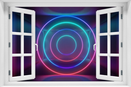 Fototapeta Naklejka Na Ścianę Okno 3D - 3d render of RGB neon light on darkness background. Abstract Laser lines show at night. Ultraviolet spectrum beam scene