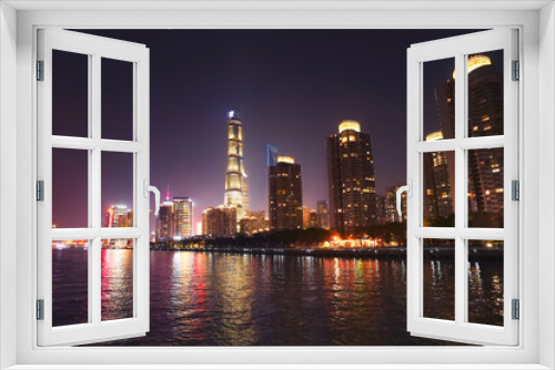 Fototapeta Naklejka Na Ścianę Okno 3D - Night view of buildings in Lujiazui, Huangpu River, Shanghai